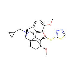 COc1ccc2c3c1O[C@@H]1[C@]34CCN(CC3CC3)[C@H](C2)[C@]42CC[C@@]1(OC)[C@@H](CSc1nncs1)C2 ZINC000148715326