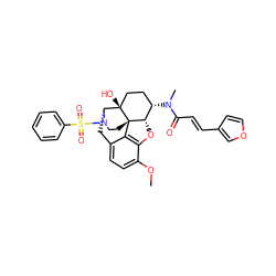COc1ccc2c3c1O[C@H]1[C@@H](N(C)C(=O)/C=C/c4ccoc4)CC[C@@]4(O)[C@@H](C2)N(S(=O)(=O)c2ccccc2)CC[C@]314 ZINC001772651109