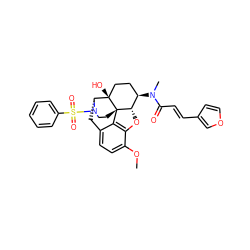 COc1ccc2c3c1O[C@H]1[C@H](N(C)C(=O)/C=C/c4ccoc4)CC[C@@]4(O)[C@@H](C2)N(S(=O)(=O)c2ccccc2)CC[C@]314 ZINC001772652489