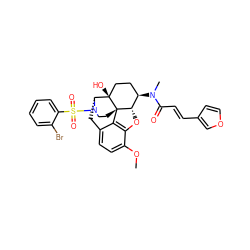 COc1ccc2c3c1O[C@H]1[C@H](N(C)C(=O)/C=C/c4ccoc4)CC[C@@]4(O)[C@@H](C2)N(S(=O)(=O)c2ccccc2Br)CC[C@]314 ZINC001772620688
