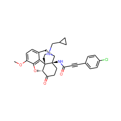 COc1ccc2c3c1O[C@H]1C(=O)CC[C@@]4(NC(=O)C#Cc5ccc(Cl)cc5)[C@@H](C2)N(CC2CC2)CC[C@]314 ZINC000045301004