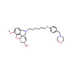 COc1ccc2c3c1O[C@H]1C[C@@H](O)C=C[C@@]31CCN(CCCCCCOc1ccc(CN3CCOCC3)cc1)C2 ZINC000042850825