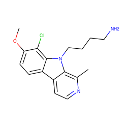 COc1ccc2c3ccnc(C)c3n(CCCCN)c2c1Cl ZINC000084604199