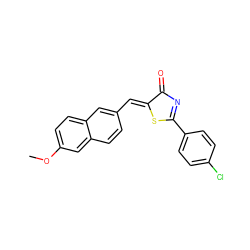 COc1ccc2cc(/C=C3\SC(c4ccc(Cl)cc4)=NC3=O)ccc2c1 ZINC000084757849