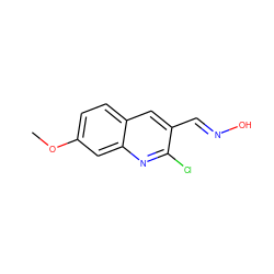 COc1ccc2cc(/C=N/O)c(Cl)nc2c1 ZINC000013144502