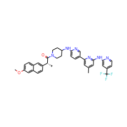 COc1ccc2cc([C@@H](C)C(=O)N3CCC(Nc4ccc(-c5cc(C)cc(Nc6cc(C(F)(F)F)ccn6)n5)cn4)CC3)ccc2c1 ZINC001772629326