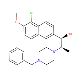 COc1ccc2cc([C@@H](O)[C@@H](C)N3CCN(Cc4ccccc4)CC3)ccc2c1Cl ZINC000023247596