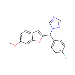 COc1ccc2cc([C@@H](c3ccc(Cl)cc3)n3cncn3)oc2c1 ZINC000013680621