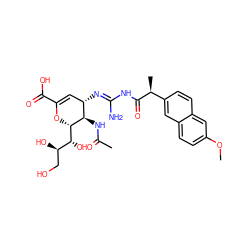 COc1ccc2cc([C@H](C)C(=O)N/C(N)=N/[C@H]3C=C(C(=O)O)O[C@@H]([C@H](O)[C@H](O)CO)[C@@H]3NC(C)=O)ccc2c1 ZINC000205710871