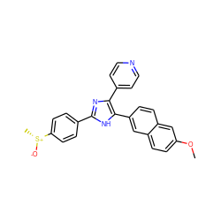 COc1ccc2cc(-c3[nH]c(-c4ccc([S@@+](C)[O-])cc4)nc3-c3ccncc3)ccc2c1 ZINC000028823975