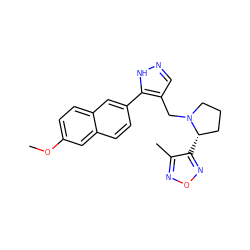 COc1ccc2cc(-c3[nH]ncc3CN3CCC[C@@H]3c3nonc3C)ccc2c1 ZINC000012300848