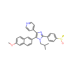 COc1ccc2cc(-c3c(-c4ccncc4)nc(-c4ccc([S@@+](C)[O-])cc4)n3CC(C)C)ccc2c1 ZINC000028823981