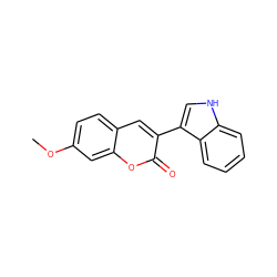 COc1ccc2cc(-c3c[nH]c4ccccc34)c(=O)oc2c1 ZINC000071330994