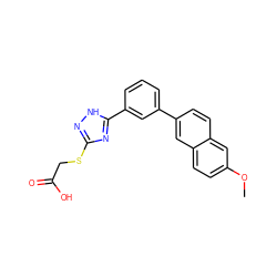 COc1ccc2cc(-c3cccc(-c4nc(SCC(=O)O)n[nH]4)c3)ccc2c1 ZINC000205444254