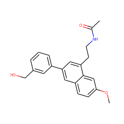 COc1ccc2cc(-c3cccc(CO)c3)cc(CCNC(C)=O)c2c1 ZINC000003950308