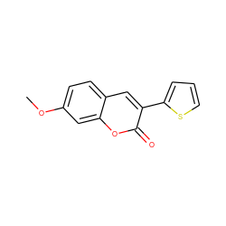 COc1ccc2cc(-c3cccs3)c(=O)oc2c1 ZINC000071296919