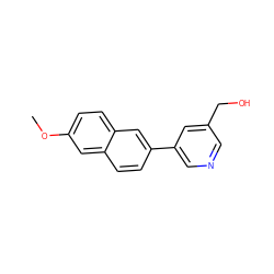 COc1ccc2cc(-c3cncc(CO)c3)ccc2c1 ZINC000040834991