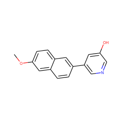 COc1ccc2cc(-c3cncc(O)c3)ccc2c1 ZINC000040425010