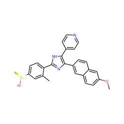 COc1ccc2cc(-c3nc(-c4ccc([S@+](C)[O-])cc4C)[nH]c3-c3ccncc3)ccc2c1 ZINC000028824349