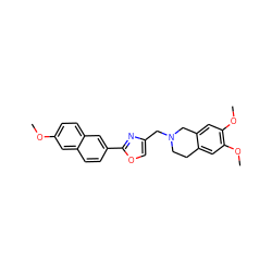 COc1ccc2cc(-c3nc(CN4CCc5cc(OC)c(OC)cc5C4)co3)ccc2c1 ZINC000095592784