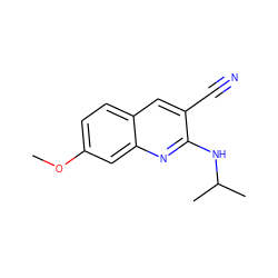 COc1ccc2cc(C#N)c(NC(C)C)nc2c1 ZINC000020105114