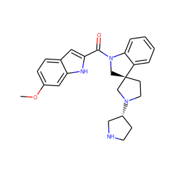 COc1ccc2cc(C(=O)N3C[C@]4(CCN([C@@H]5CCNC5)C4)c4ccccc43)[nH]c2c1 ZINC000073224520