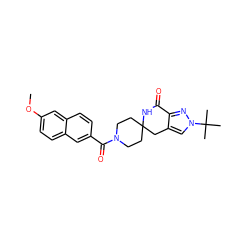 COc1ccc2cc(C(=O)N3CCC4(CC3)Cc3cn(C(C)(C)C)nc3C(=O)N4)ccc2c1 ZINC000261121988