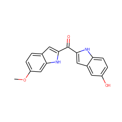 COc1ccc2cc(C(=O)c3cc4cc(O)ccc4[nH]3)[nH]c2c1 ZINC000013687752