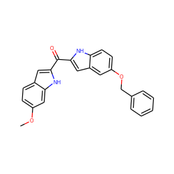 COc1ccc2cc(C(=O)c3cc4cc(OCc5ccccc5)ccc4[nH]3)[nH]c2c1 ZINC000013687724
