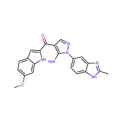 COc1ccc2cc(C(=O)c3cnn(-c4ccc5[nH]c(C)nc5c4)c3N)[nH]c2c1 ZINC000150322614