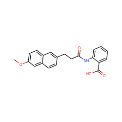 COc1ccc2cc(CCC(=O)Nc3ccccc3C(=O)O)ccc2c1 ZINC000045498604