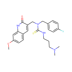 COc1ccc2cc(CN(Cc3ccc(F)cc3)C(=S)NCCCN(C)C)c(=O)[nH]c2c1 ZINC000006198532