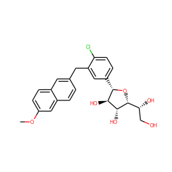 COc1ccc2cc(Cc3cc([C@@H]4O[C@H]([C@H](O)CO)[C@H](O)[C@H]4O)ccc3Cl)ccc2c1 ZINC000096286173