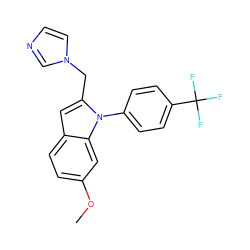 COc1ccc2cc(Cn3ccnc3)n(-c3ccc(C(F)(F)F)cc3)c2c1 ZINC000095587027