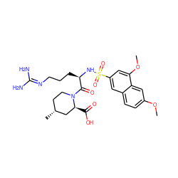 COc1ccc2cc(S(=O)(=O)N[C@H](CCCN=C(N)N)C(=O)N3CC[C@@H](C)C[C@@H]3C(=O)O)cc(OC)c2c1 ZINC000028756376