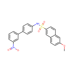 COc1ccc2cc(S(=O)(=O)Nc3ccc(-c4cccc([N+](=O)[O-])c4)cc3)ccc2c1 ZINC000082156735