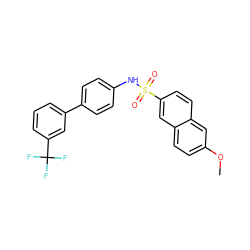 COc1ccc2cc(S(=O)(=O)Nc3ccc(-c4cccc(C(F)(F)F)c4)cc3)ccc2c1 ZINC000073197555