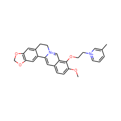 COc1ccc2cc3[n+](cc2c1OCC[n+]1cccc(C)c1)CCc1cc2c(cc1-3)OCO2 ZINC000049808274