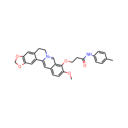 COc1ccc2cc3[n+](cc2c1OCCC(=O)Nc1ccc(C)cc1)CCc1cc2c(cc1-3)OCO2 ZINC000049803165