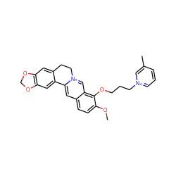 COc1ccc2cc3[n+](cc2c1OCCC[n+]1cccc(C)c1)CCc1cc2c(cc1-3)OCO2 ZINC000040956760