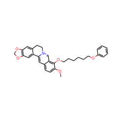 COc1ccc2cc3[n+](cc2c1OCCCCCCOc1ccccc1)CCc1cc2c(cc1-3)OCO2 ZINC000045386567