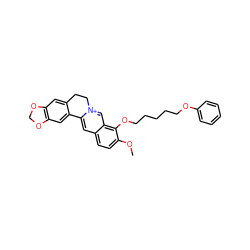 COc1ccc2cc3[n+](cc2c1OCCCCCOc1ccccc1)CCc1cc2c(cc1-3)OCO2 ZINC000045355990