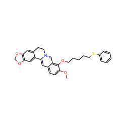 COc1ccc2cc3[n+](cc2c1OCCCCCSc1ccccc1)CCc1cc2c(cc1-3)OCO2 ZINC000096283237