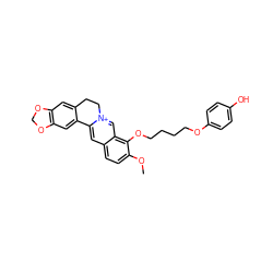 COc1ccc2cc3[n+](cc2c1OCCCCOc1ccc(O)cc1)CCc1cc2c(cc1-3)OCO2 ZINC000073197450