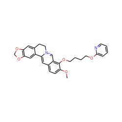 COc1ccc2cc3[n+](cc2c1OCCCCOc1ccccn1)CCc1cc2c(cc1-3)OCO2 ZINC000049802845