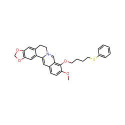 COc1ccc2cc3[n+](cc2c1OCCCCSc1ccccc1)CCc1cc2c(cc1-3)OCO2 ZINC000096283238