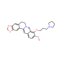 COc1ccc2cc3[n+](cc2c1OCCCN1CCCC1)CCc1cc2c(cc1-3)OCO2 ZINC000064527823