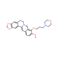 COc1ccc2cc3[n+](cc2c1OCCCN1CCOCC1)CCc1cc2c(cc1-3)OCO2 ZINC000064512272