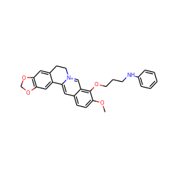 COc1ccc2cc3[n+](cc2c1OCCCNc1ccccc1)CCc1cc2c(cc1-3)OCO2 ZINC000049807910