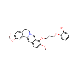 COc1ccc2cc3[n+](cc2c1OCCCOc1ccccc1O)CCc1cc2c(cc1-3)OCO2 ZINC000073198733